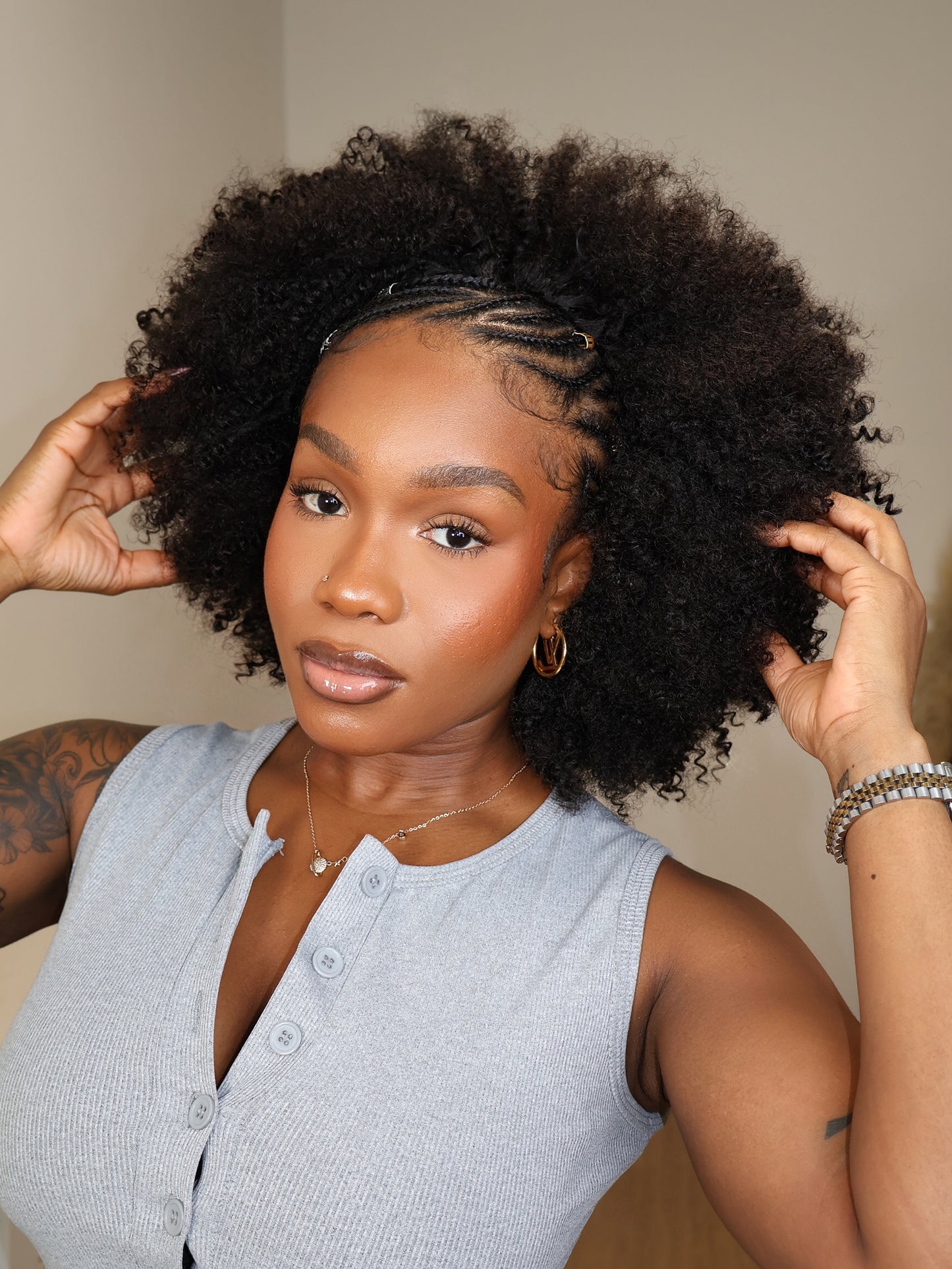 Kenya Clip-in Fluffy Afro Curly Half Wig 220% Density