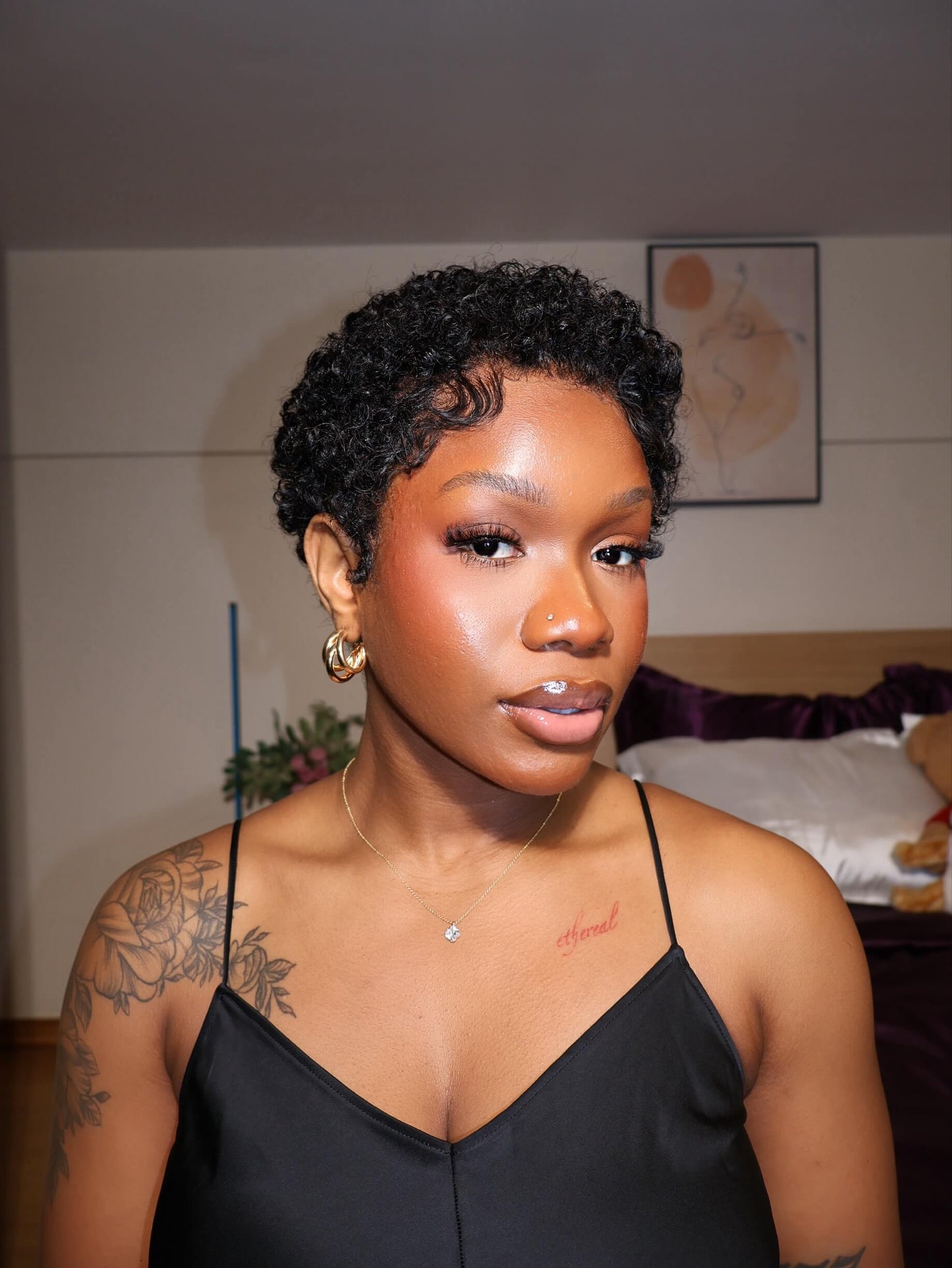 Uche Full Lace Black Curly Afro Pixie Wig