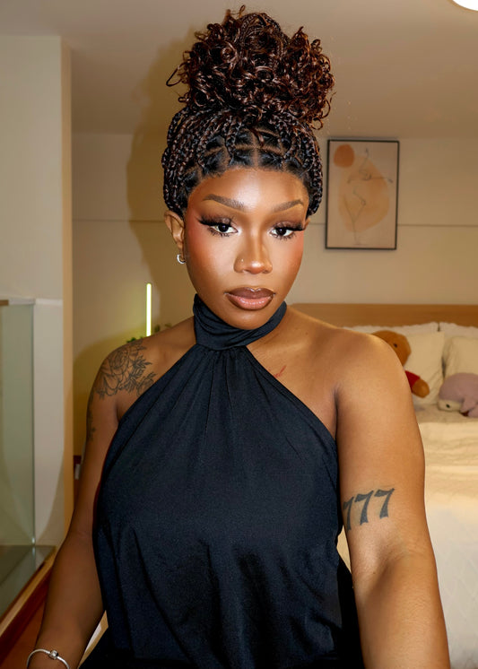 Aisha Full Lace Braided Curls Ombre Brown Invisi Drawstring Wig