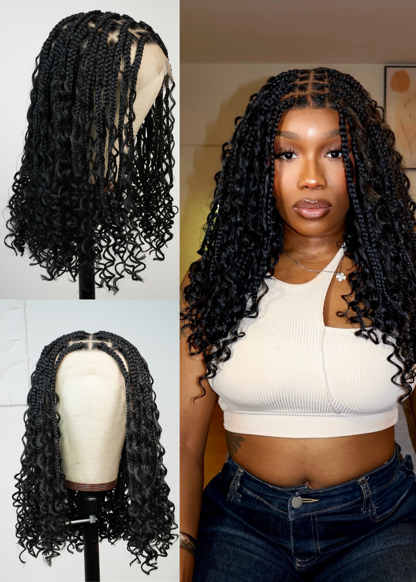 ANORAHAIR Zara Full Lace Knotless Bohemian Braided Curls Invisi Drawstring Wig