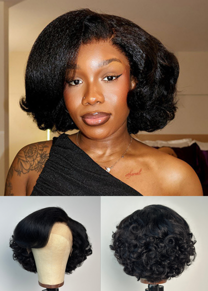 Nala 13x4 HD Kinky Texture Wave Bob Wig 250% Density