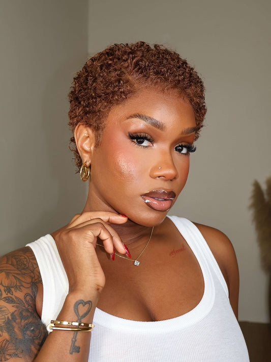 Brown Uche Full Lace Curly Pixie Cut Wig