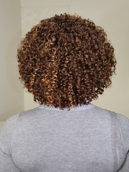 Anna Highlights Side Part Curly Bob 7x5 Lace Wig