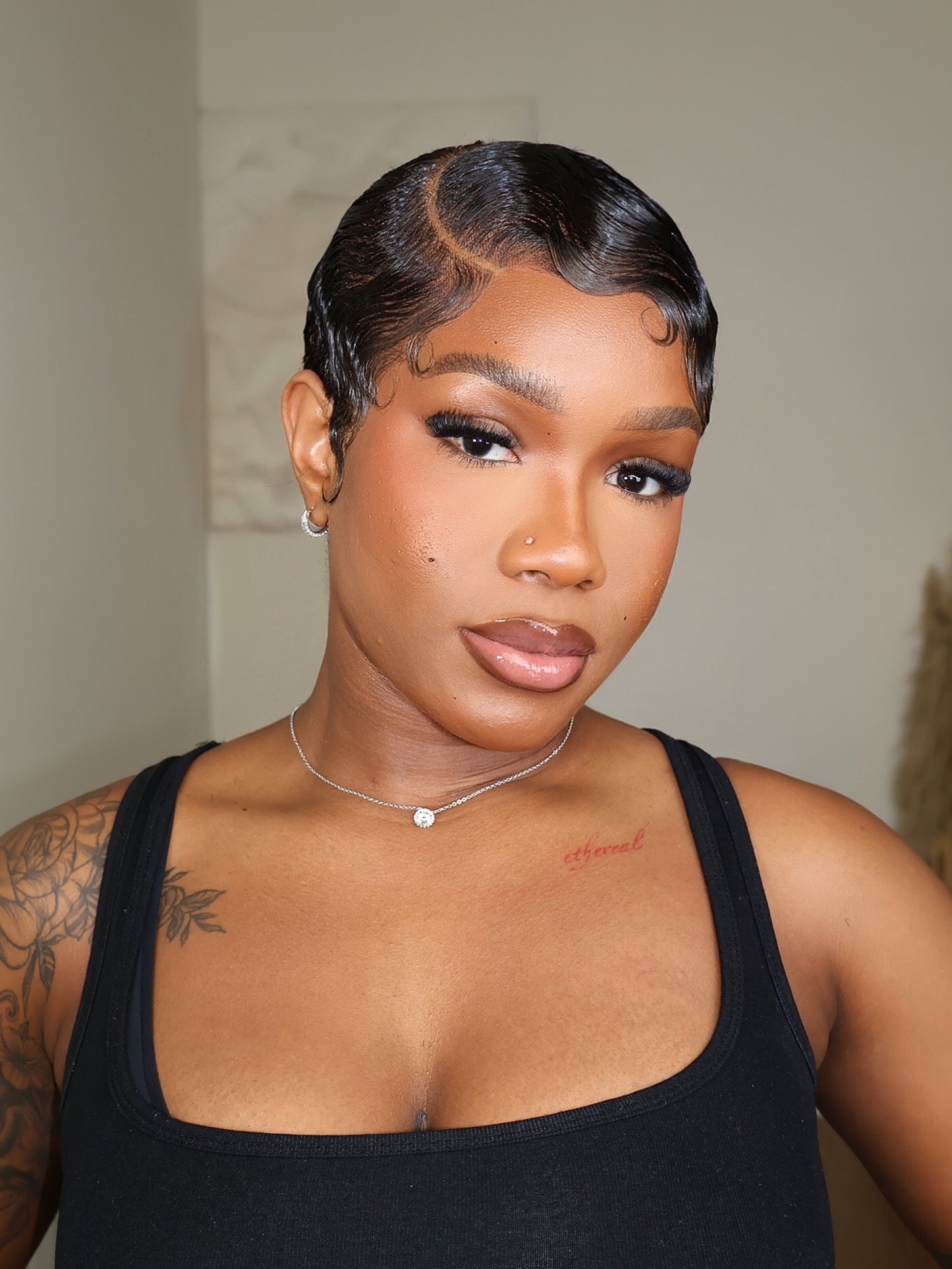 Ava Full Lace Sleek Finger Wave Pixie Cut Wig