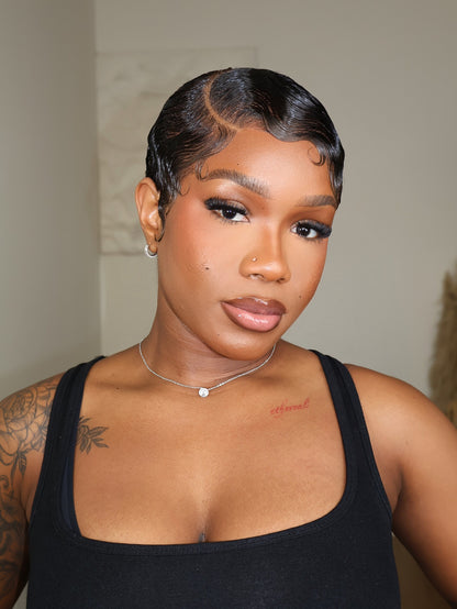 Ava Full Lace Sleek Finger Wave Pixie Cut Wig