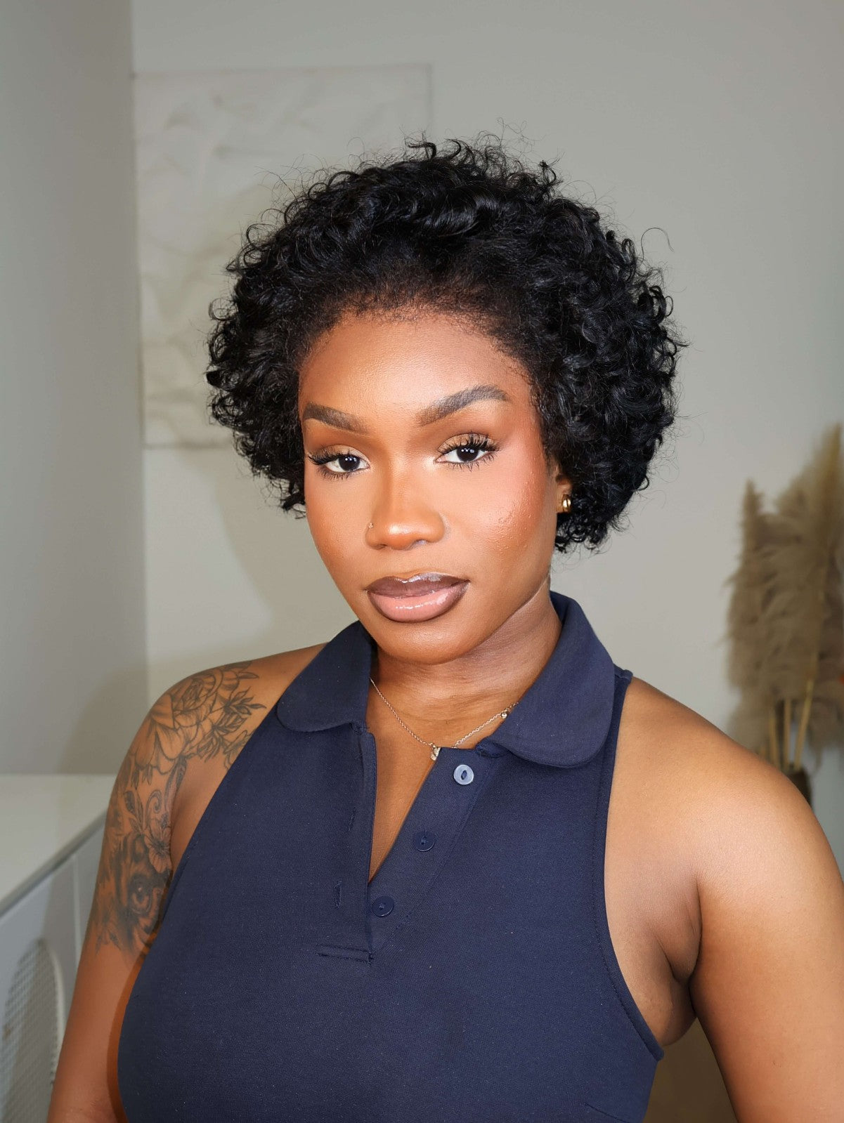 Cleo 9x4 Lace Short Cut Curly With 4C Hairline Wig
