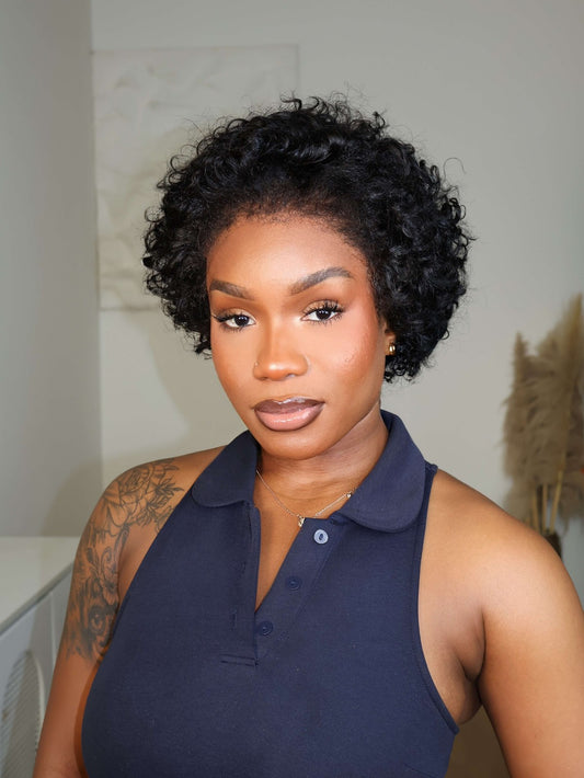 Cleo 9x4 Lace Short Cut Curly With 4C Hairline Wig