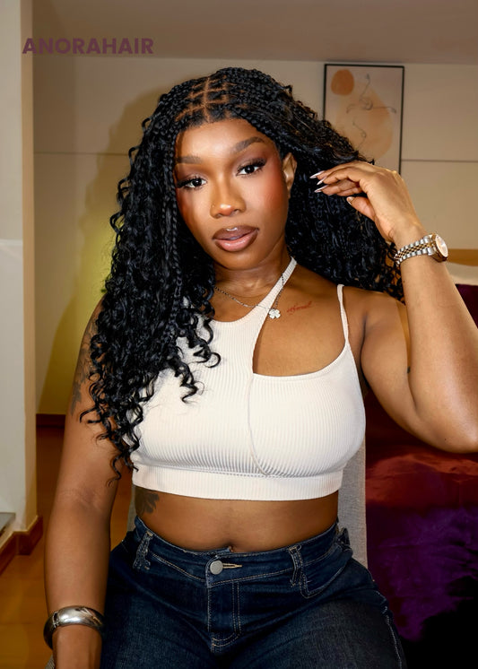 ANORAHAIR Zara Full Lace Knotless Bohemian Braided Curls Invisi Drawstring Wig
