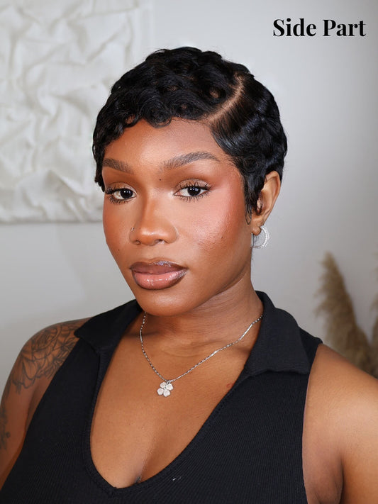 Doja Full Lace Laid Finger Wave Pixie Cut Human Hair Wig