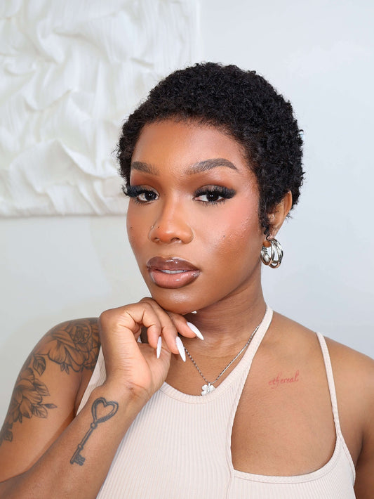 Uche Full Lace Black Curly Afro Pixie Wig