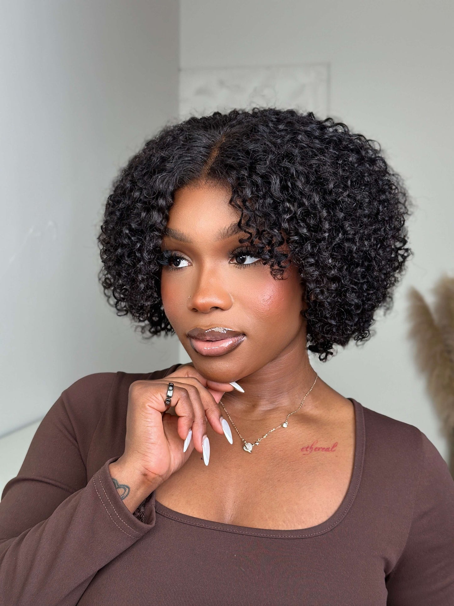 Iris Short Curly Bob 7x5 Pre-cut HD Lace Glueless Wig