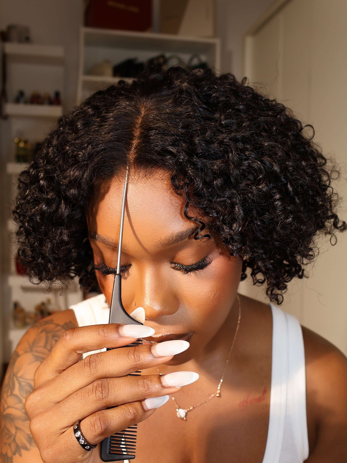 Iris Short Curly Bob 7x5 Pre-cut HD Lace Glueless Wig