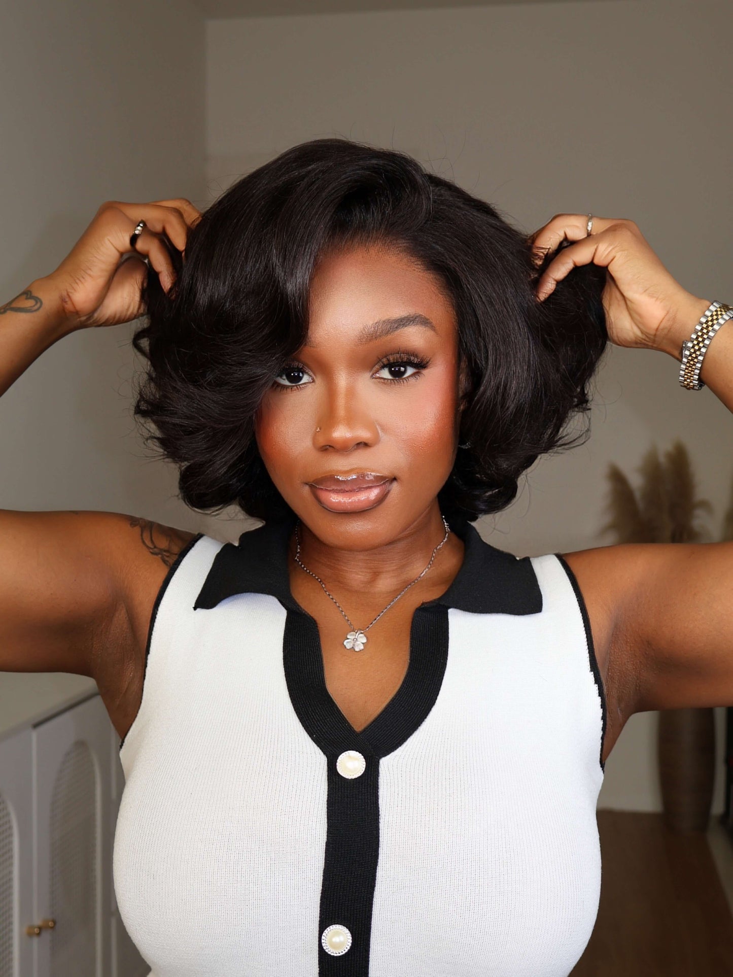 Scarlet 7x5 HD Lace Side-swept Layered Wave Bob Glueless Wig