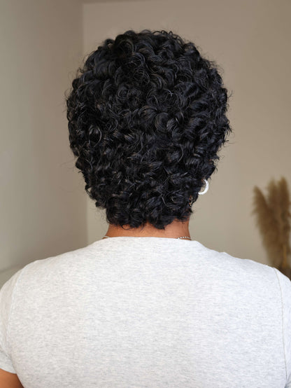 Ruby Full Lace Shaved Side Curly Pixie Cut Human Hair Wig