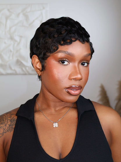 Doja Full Lace Laid Finger Wave Pixie Cut Human Hair Wig