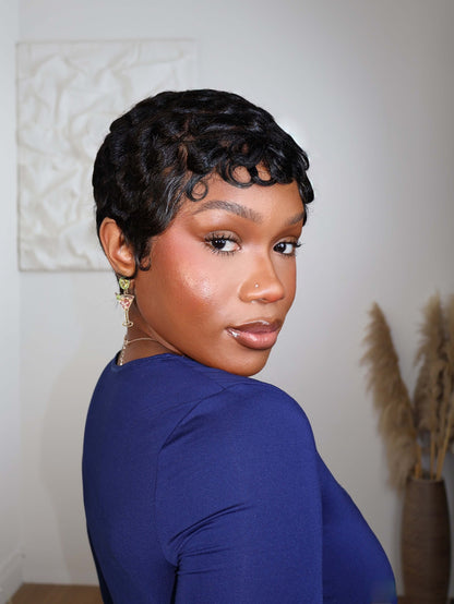 Doja Full Lace Laid Finger Wave Pixie Cut Human Hair Wig