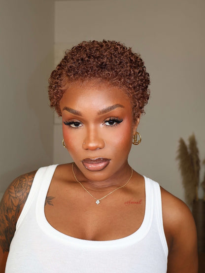 Brown Uche Full Lace Curly Pixie Cut Wig