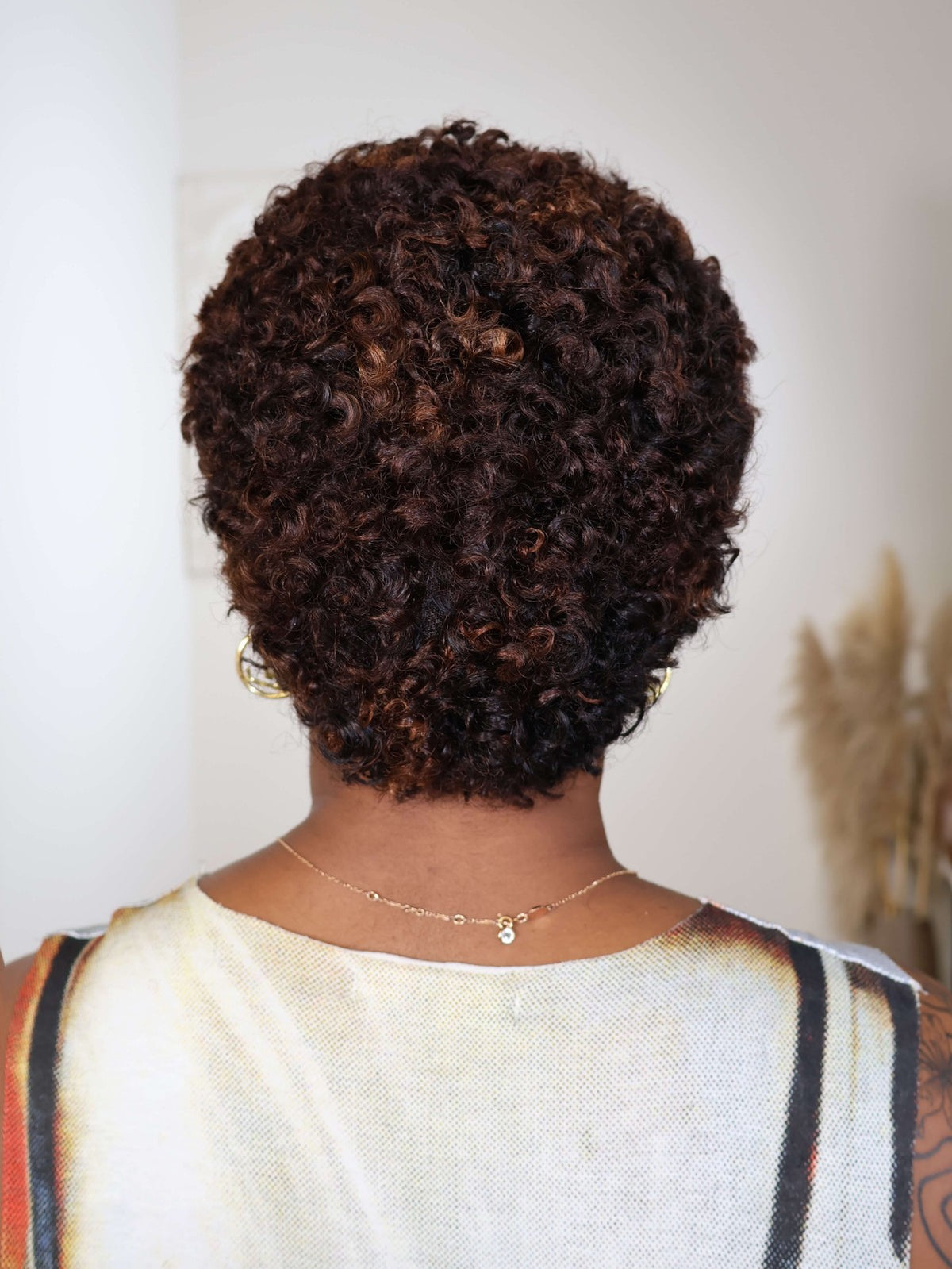 Highlight Brown Uche Full Lace Curly Pixie Cut Wig