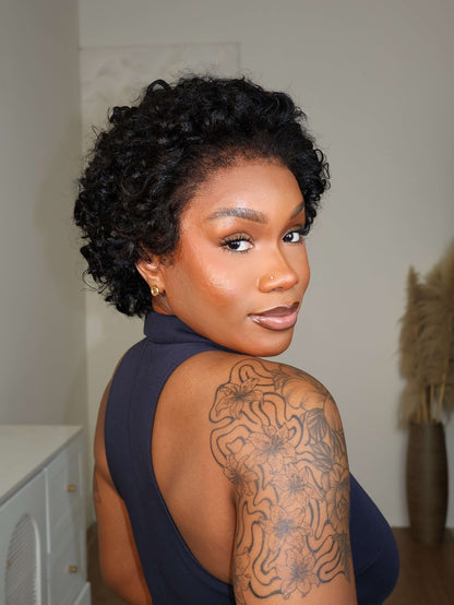 Cleo 9x4 Lace Short Cut Curly With 4C Hairline Wig