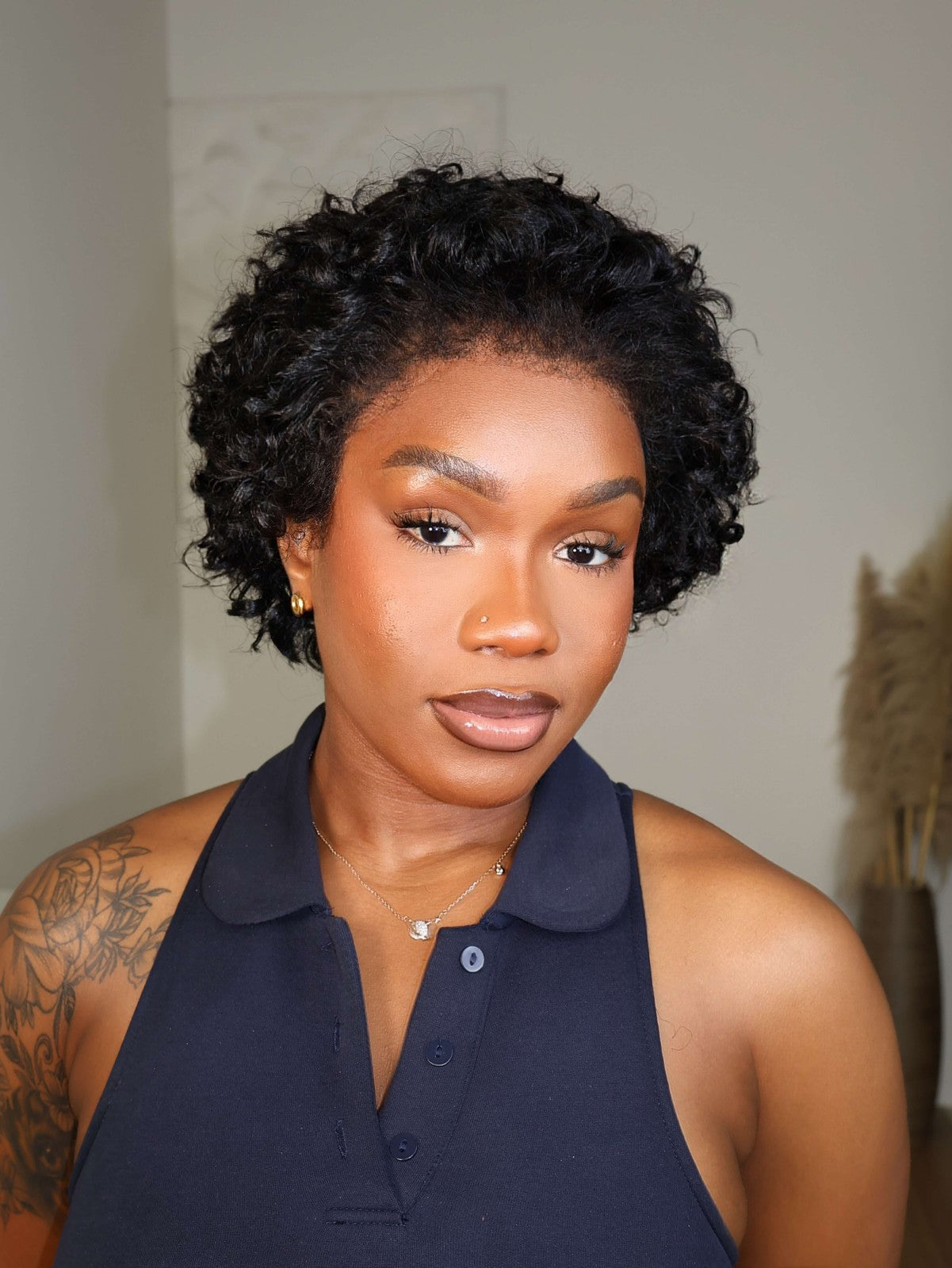 Cleo 9x4 Lace Short Cut Curly With 4C Hairline Wig