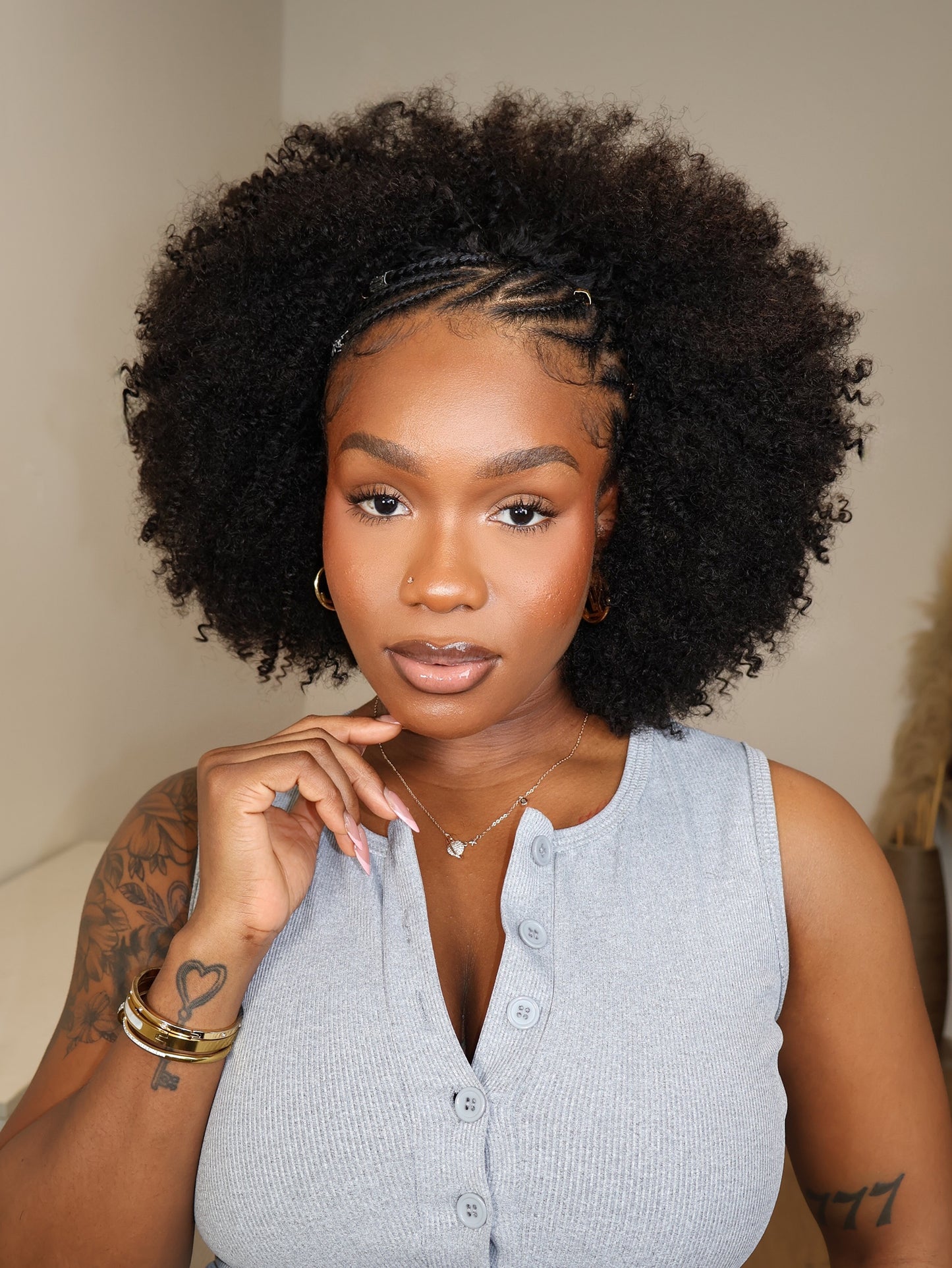 Kenya Clip-in Fluffy Afro Curly Half Wig 220% Density