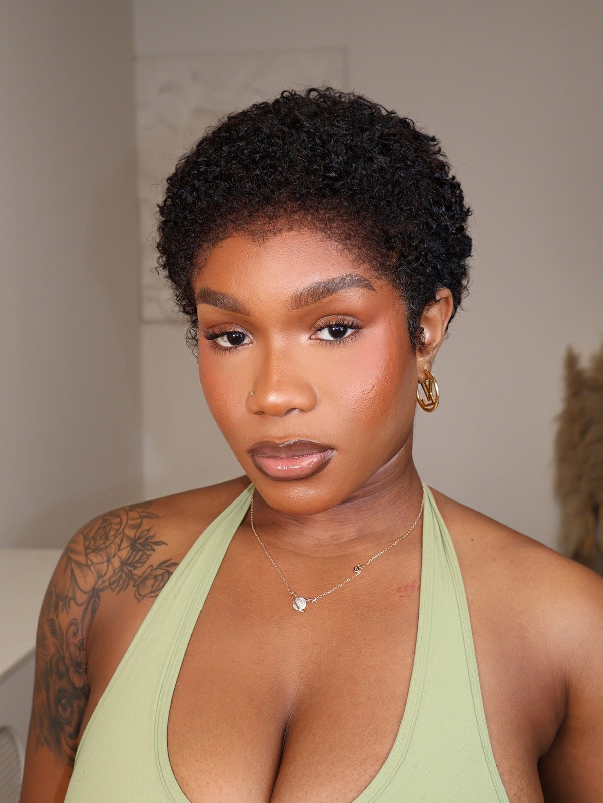 Amara Full Lace Curly Pixie Wig With M-Shaped 4C Hairline