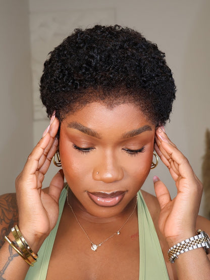 Amara Full Lace Curly Pixie Wig With M-Shaped 4C Hairline