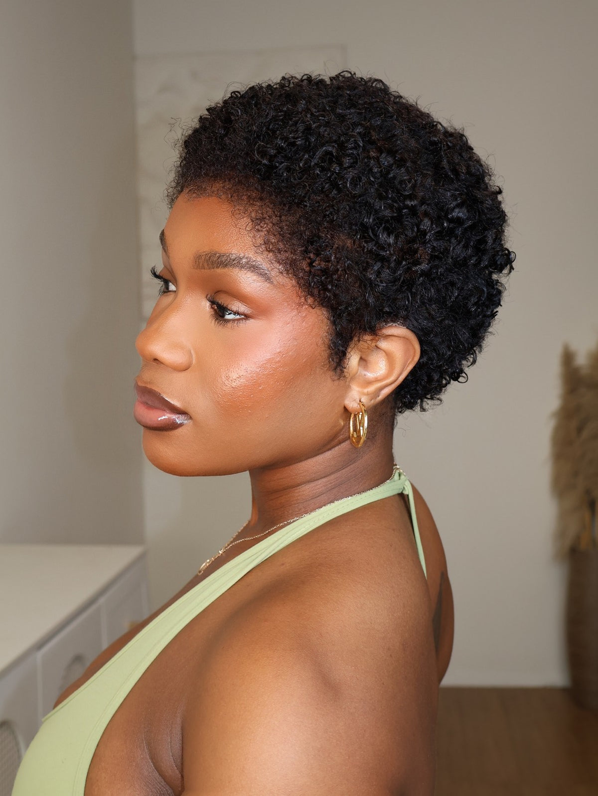 Amara Full Lace Curly Pixie Wig With M-Shaped 4C Hairline