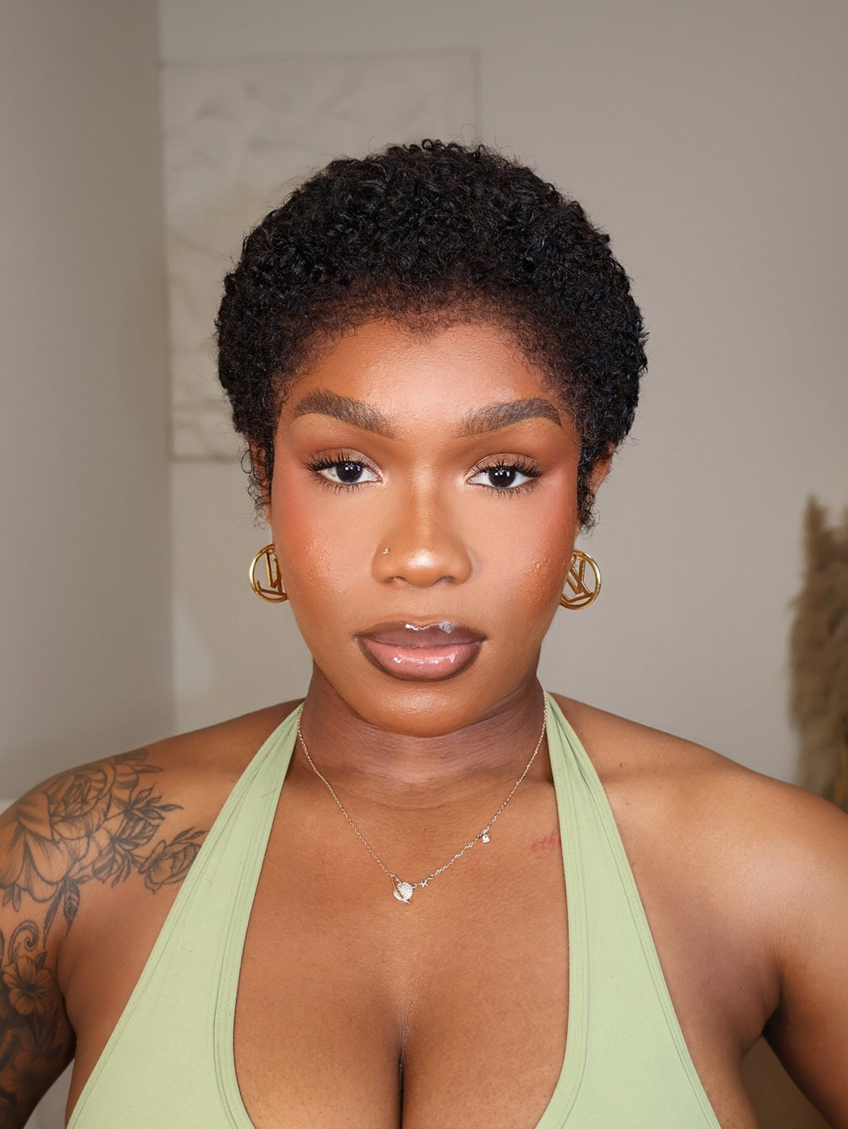 Amara Full Lace Curly Pixie Wig With M-Shaped 4C Hairline