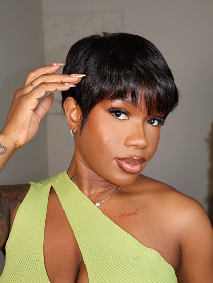 Sage Full Lace Layered Pixie Cut Wig with Bangs