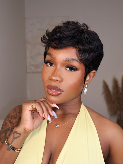 Kiana Full Lace Tousled Layered Wavy Pixie Cut Wig