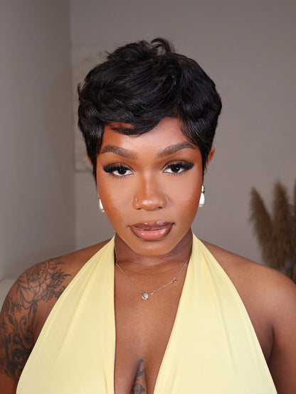 Kiana Full Lace Tousled Layered Wavy Pixie Cut Wig