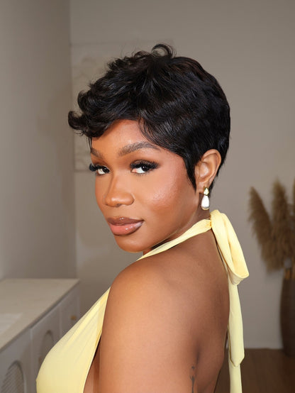 Kiana Full Lace Tousled Layered Wavy Pixie Cut Wig