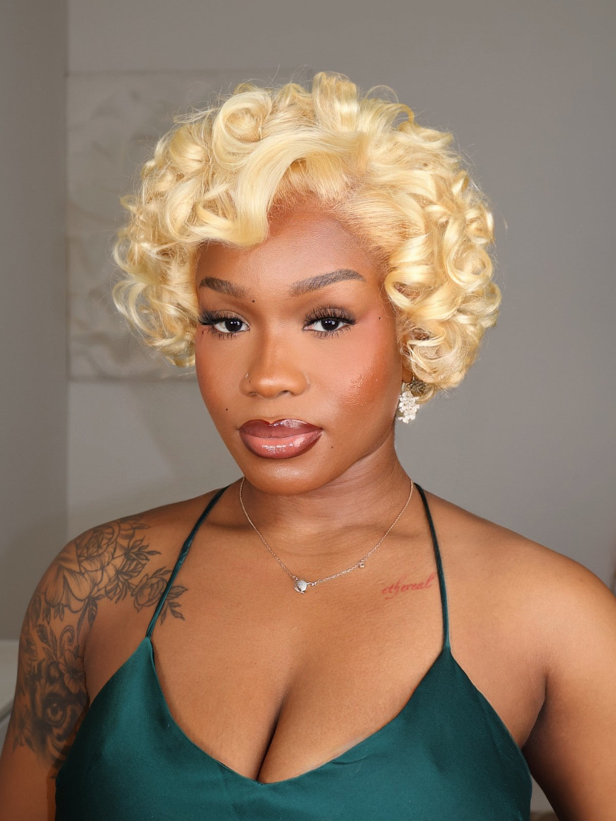 Marie 613 Blonde Short Barrel Curls 13x6 Lace Human Hair Wig