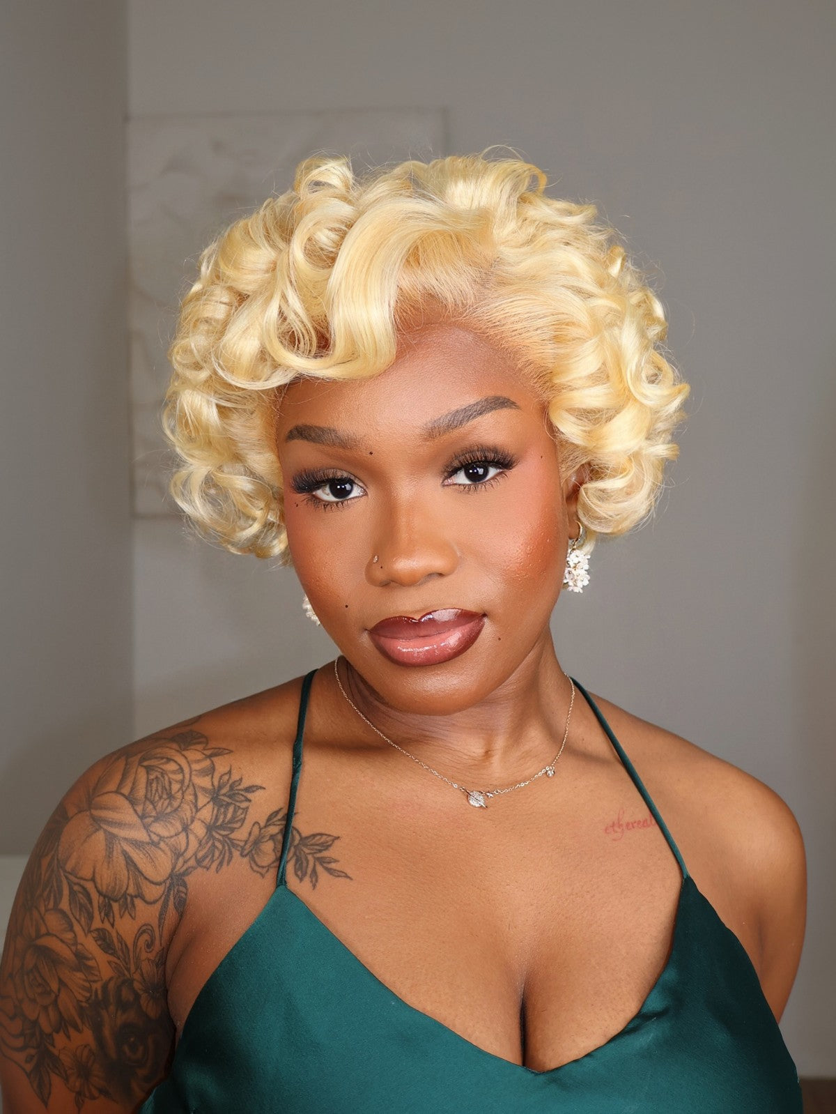 Marie 613 Blonde Short Barrel Curls 13x6 Lace Human Hair Wig