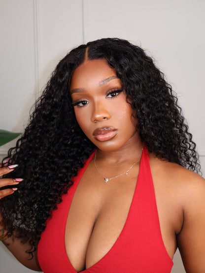Lara Black Water Wave Curly 13x6 Lace Front Wig