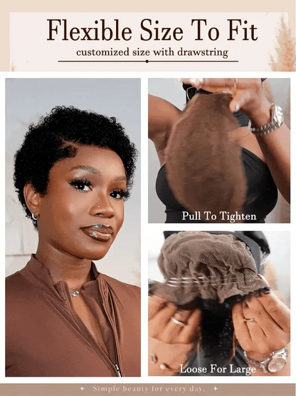Uche Full Lace Black Curly Afro Pixie Wig