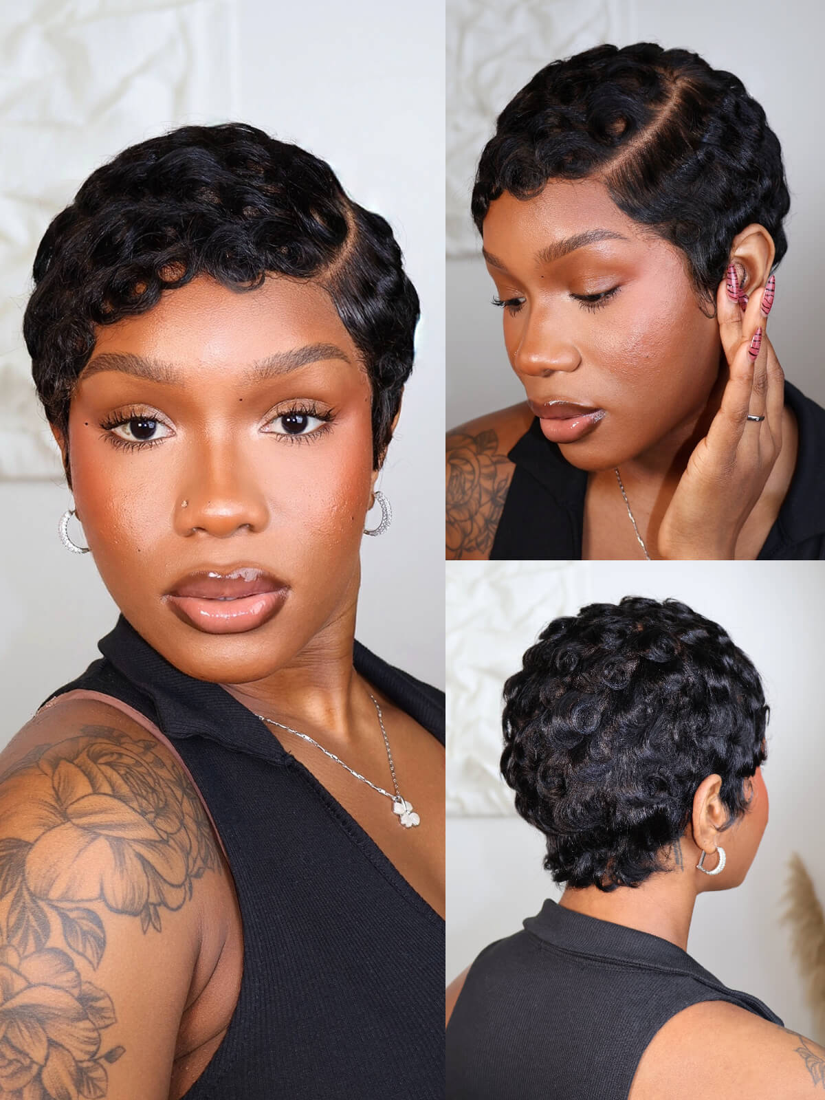 Doja Full Lace Laid Finger Wave Pixie Cut Human Hair Wig