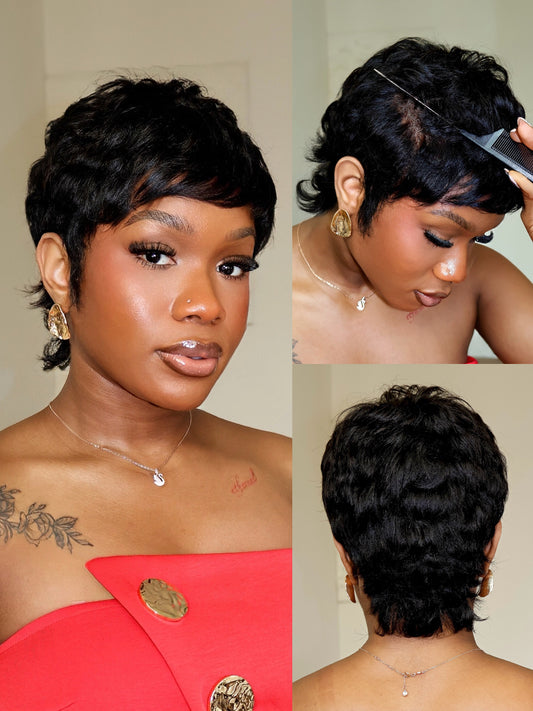 Skye Full Lace Short Wolf Cut Wave Pixie Wig