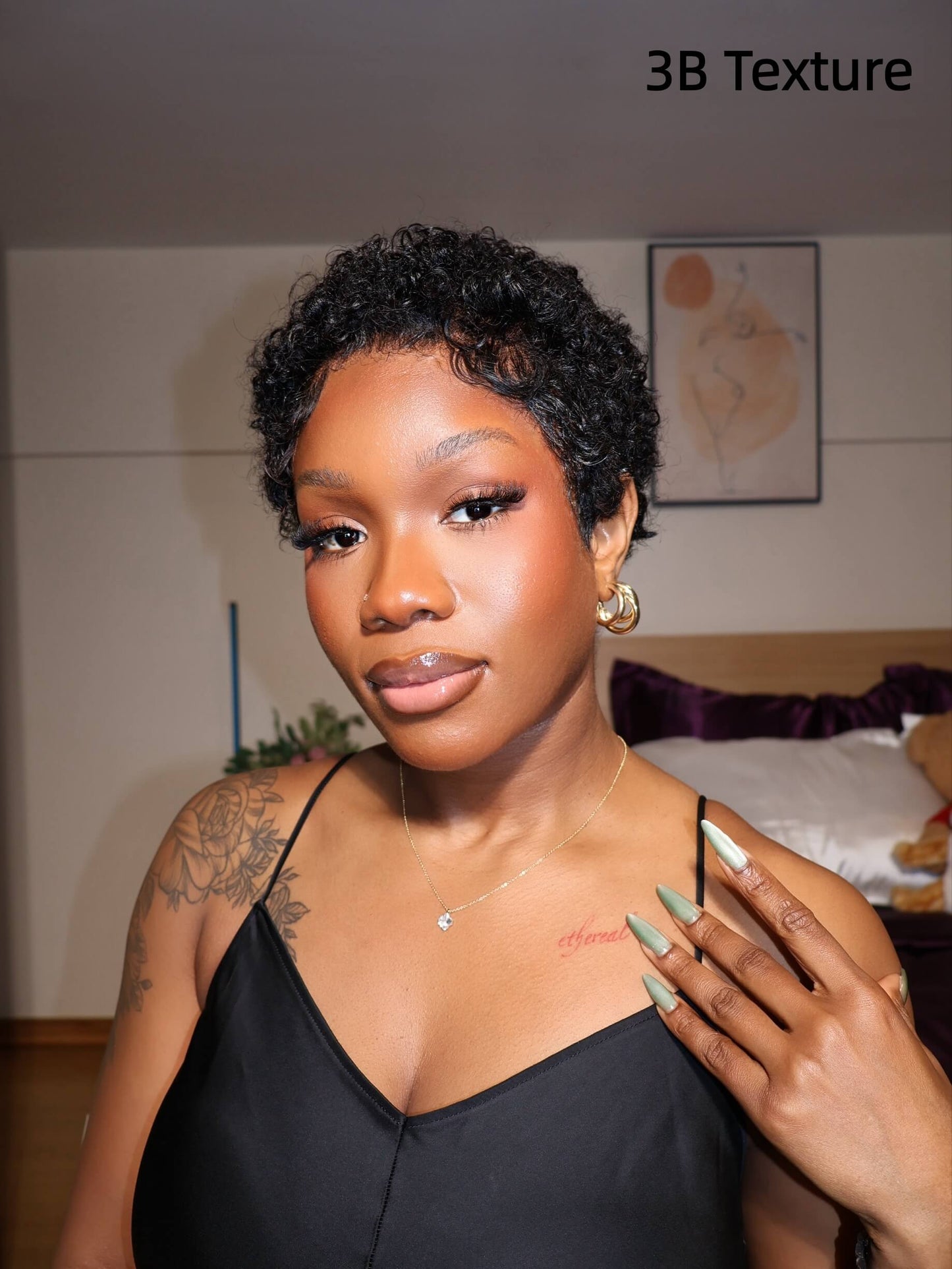 Uche Full Lace Black Curly Afro Pixie Wig