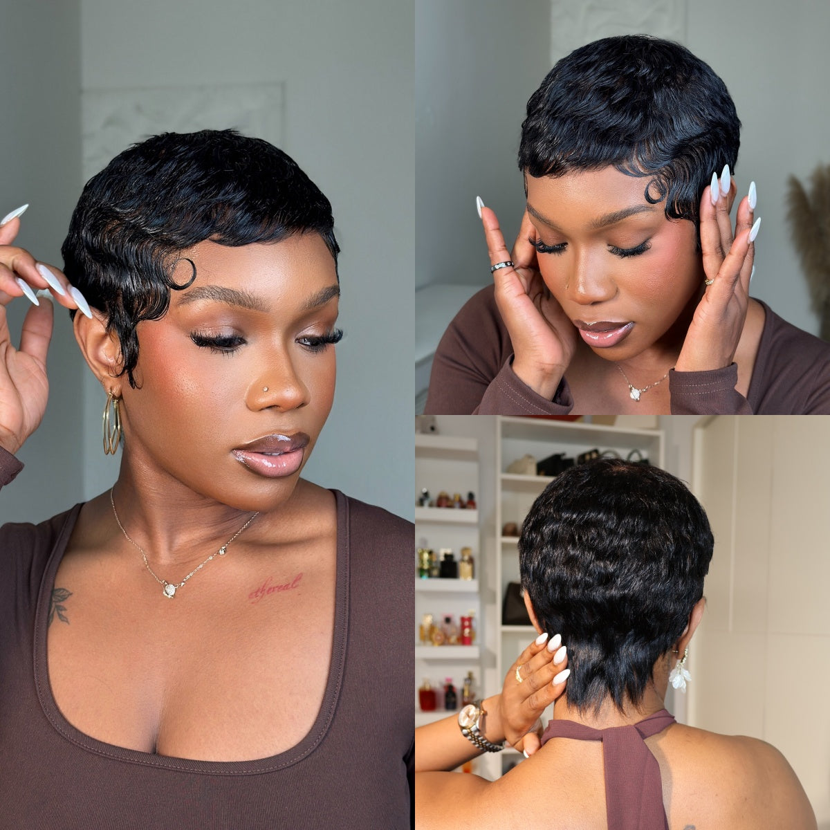 Ava Full Lace Sleek Wave Pixie Cut Wig