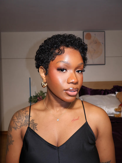Uche Full Lace Black Curly Afro Pixie Wig