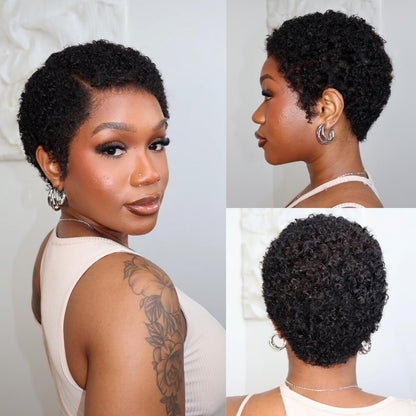 Uche Full Lace Black Curly Afro Pixie Wig