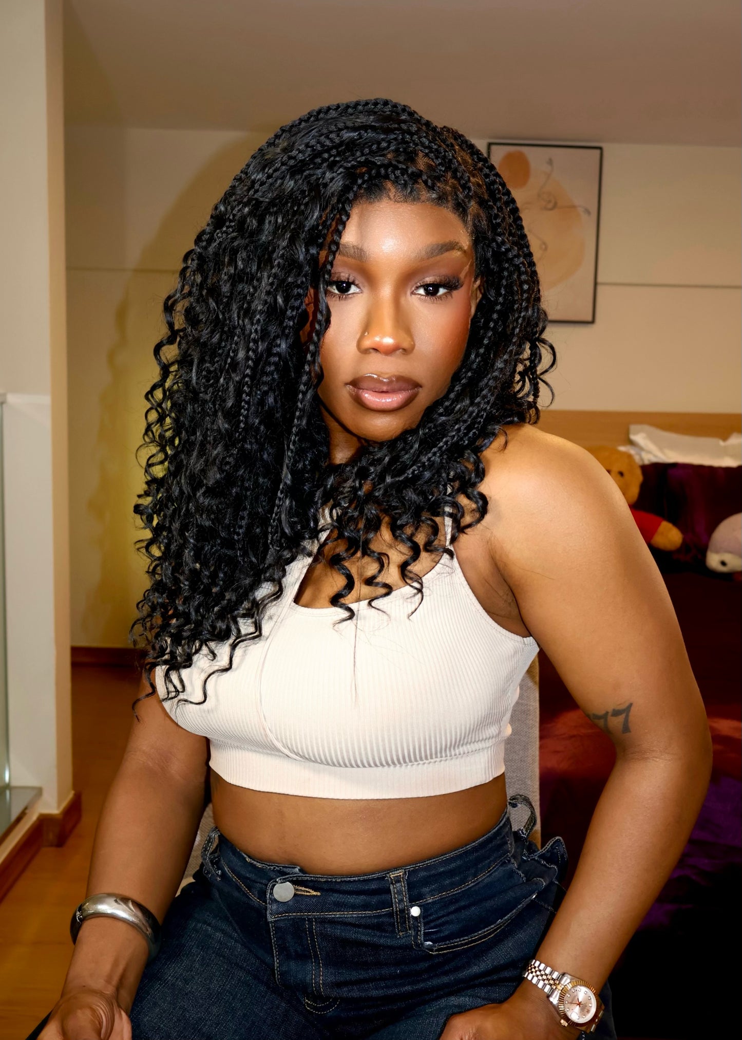 ANORAHAIR Zara Full Lace Knotless Bohemian Braided Curls Invisi Drawstring Wig