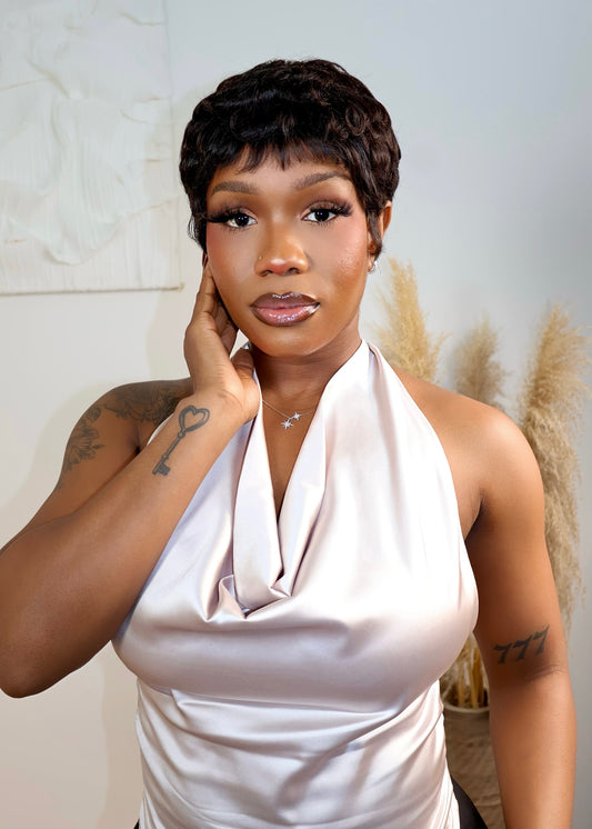 Doja Short Pixie Finger Wave Full Lace Wig