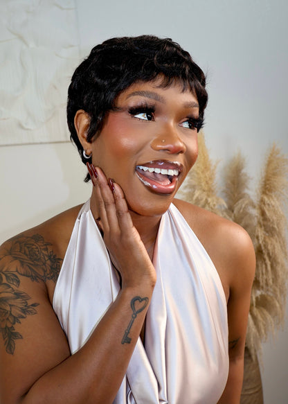 Doja Short Pixie Finger Wave Full Lace Wig