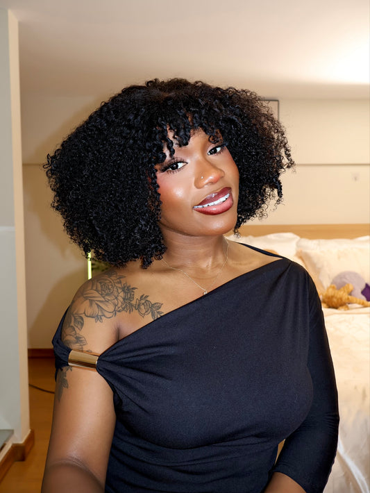 Aaliyah Afro Kinky Curly Glueless Wig With Bangs