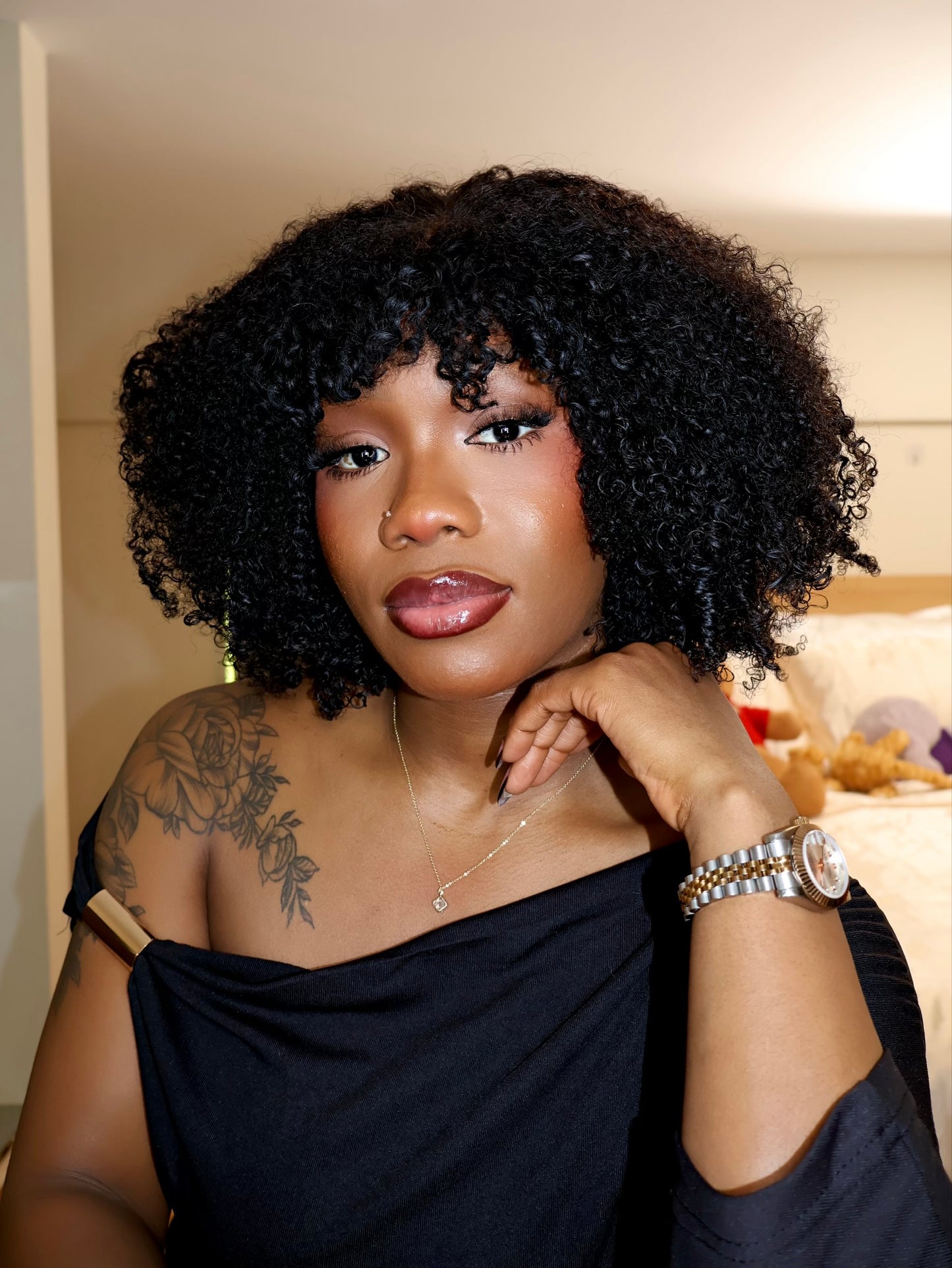 Aaliyah Afro Kinky Curly Glueless Wig With Bangs