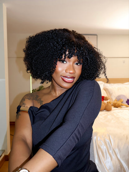 Aaliyah Afro Kinky Curly Glueless Wig With Bangs