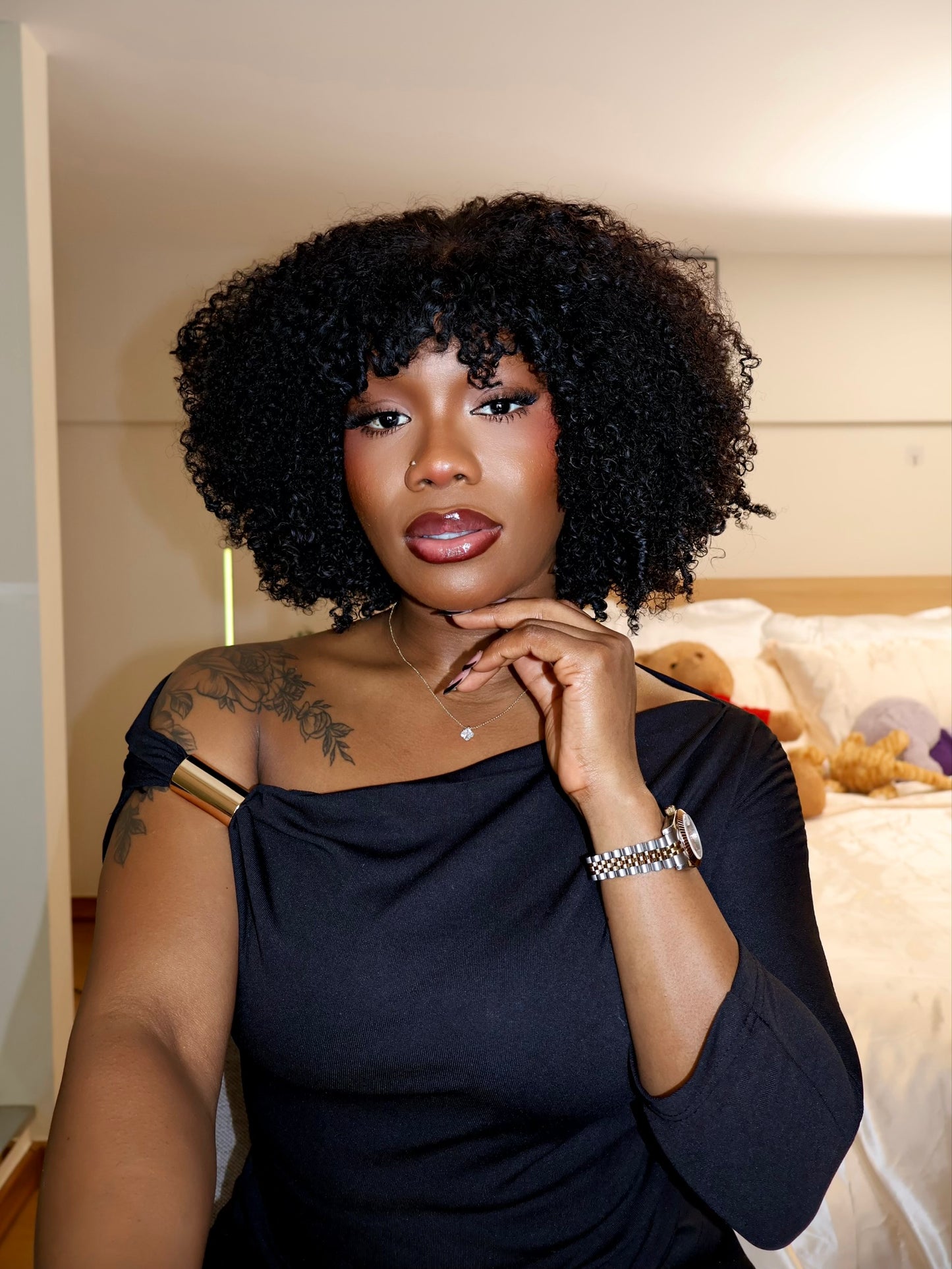 Aaliyah Afro Kinky Curly Glueless Wig With Bangs